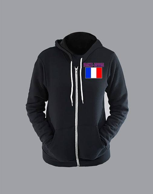 international flag zip down hoodie