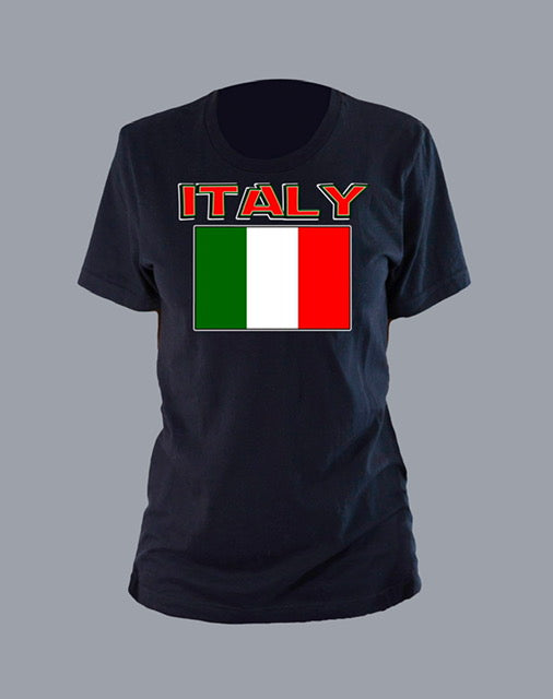 Unisex international tee with flag and emblem